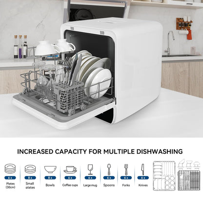 Portable Countertop Dishwasher 7 Programs 5.1 Qt Tank 3 Place Settings Black