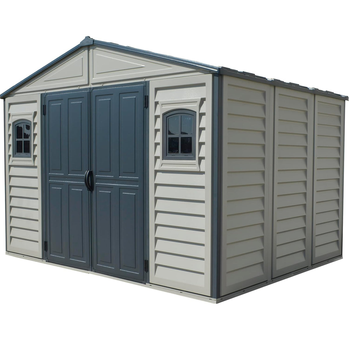 Plastic Garden Storage Shed 10.5 X 8 Ft Double Doors Lockable Dark Gray