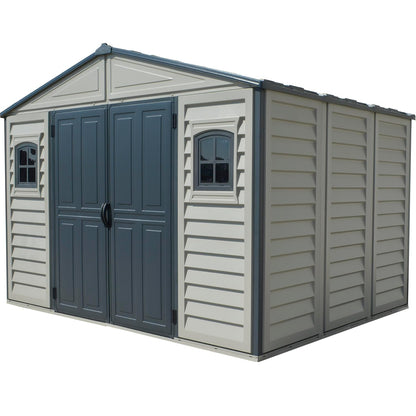 Plastic Garden Storage Shed 10.5 X 8 Ft Double Doors Lockable Dark Gray
