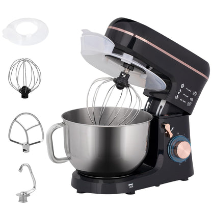 Stand Mixer 1400W 5.3 Qt 6 Speeds Pulse Setting Stainless Steel Bowl White