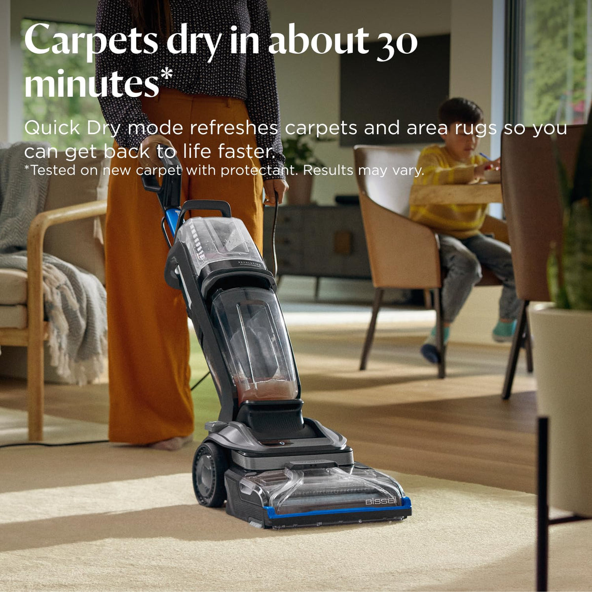 Carpet Cleaner Hydrosteam Technology 4 Qt Quick Dry 30 Mins Titanium Blue