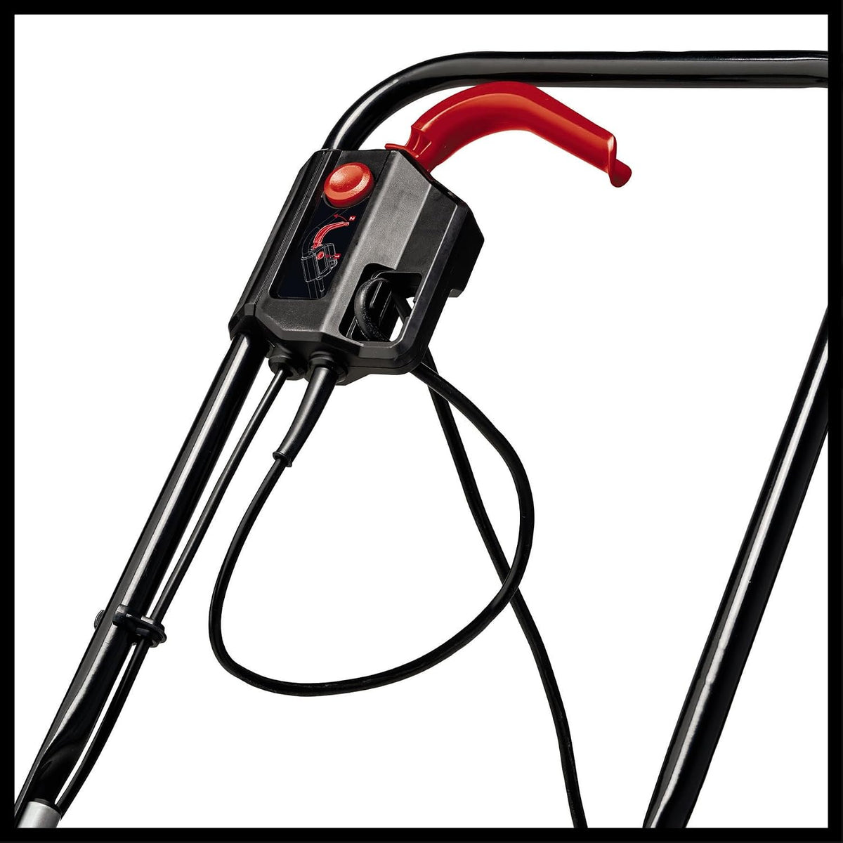 Electric Lawn Mower 12.6in 1000W 7.9 Gal Grass Box 3 Cutting Heights Red Black