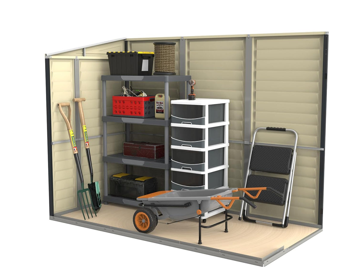 SideMate PLUS 4 x 8 Plastic Garden Shed 2.95 m² with Metal Foundation Kit Dark Gray