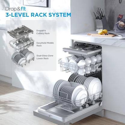 Freestanding Dishwasher 10 Place Settings 17.7in Stainless Steel