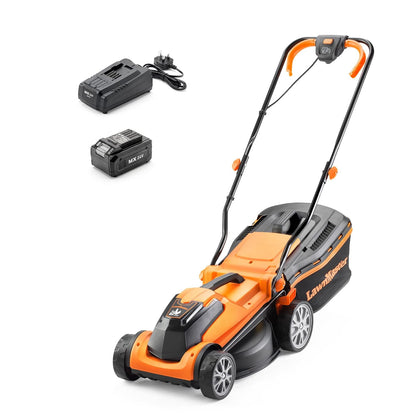Cordless Lawn Mower 13.4in 24V 2x4.0Ah Batteries Rear Roller