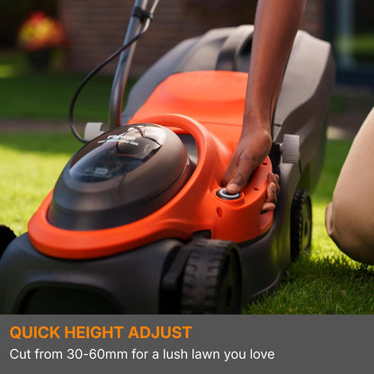 Cordless Lawn Mower 12.6in Cutting Width 4 Height Settings 1.2-2.4 in 18V 4.0Ah Orange