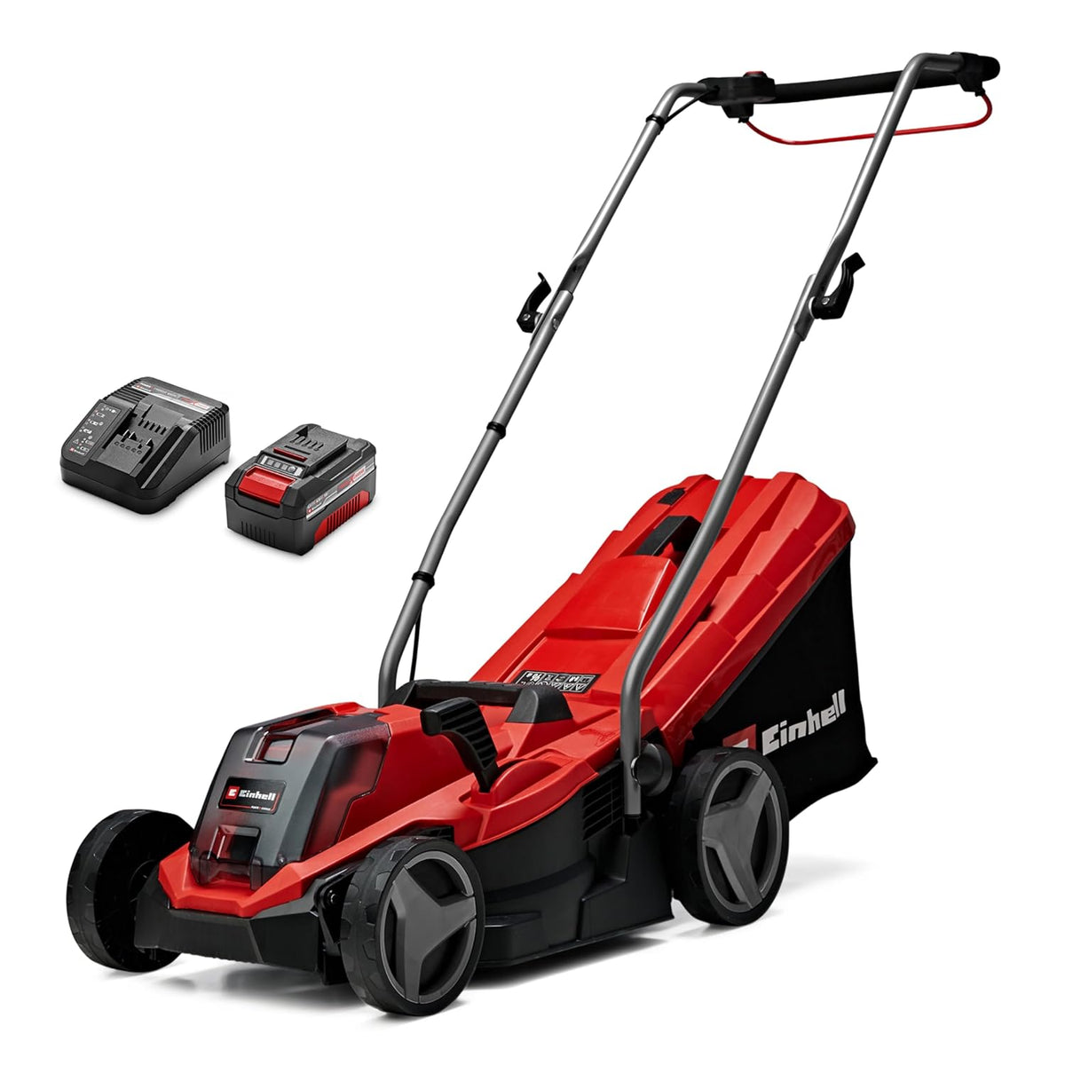 Cordless Lawn Mower 13in 18V 4.0Ah Brushless Motor Red Black