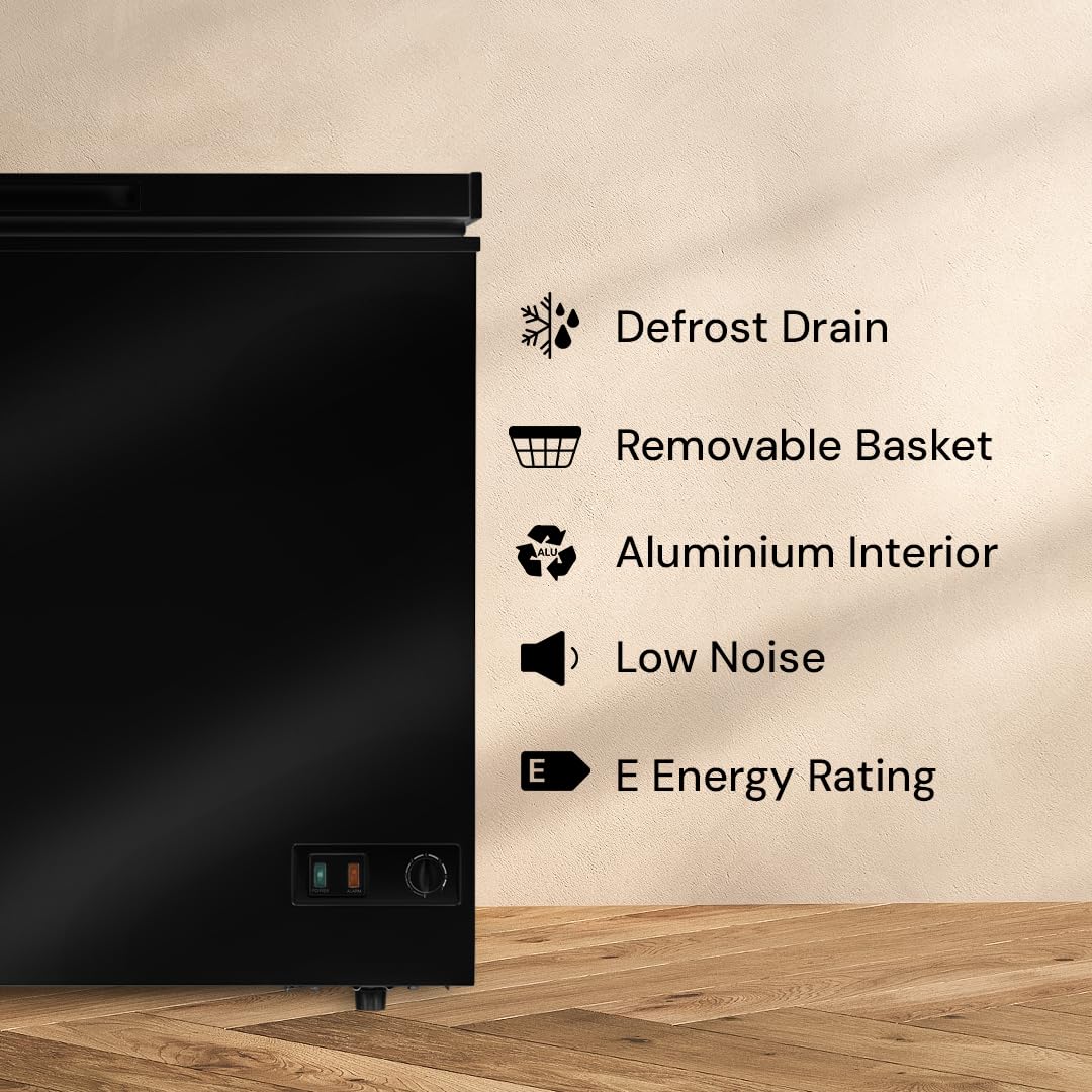 Chest Freezer 3.4 cu ft Slimline 18.7in Manual Defrost Black