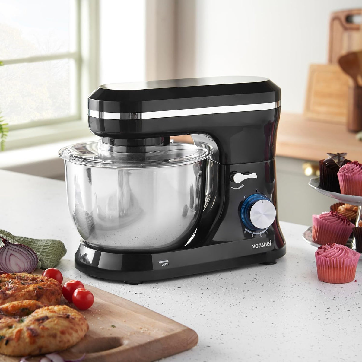 Stand Mixer 4.8 Qt 1000W 8 Speeds With Pulse Function Black