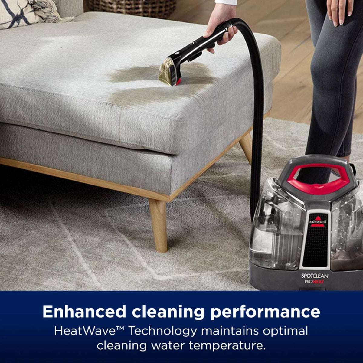 Portable Spot Cleaner 330W HeatWave Technology 4.9ft Hose Titanium/Red