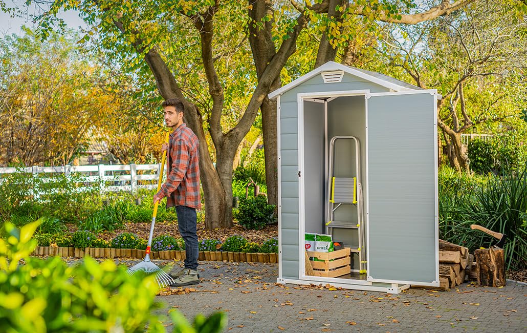 Garden Storage Shed 4 X 3 Ft Gray Resin Hinged Doors