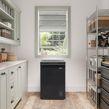 Chest Freezer 3.5 cu ft Removable Basket Adjustable Thermostat Black