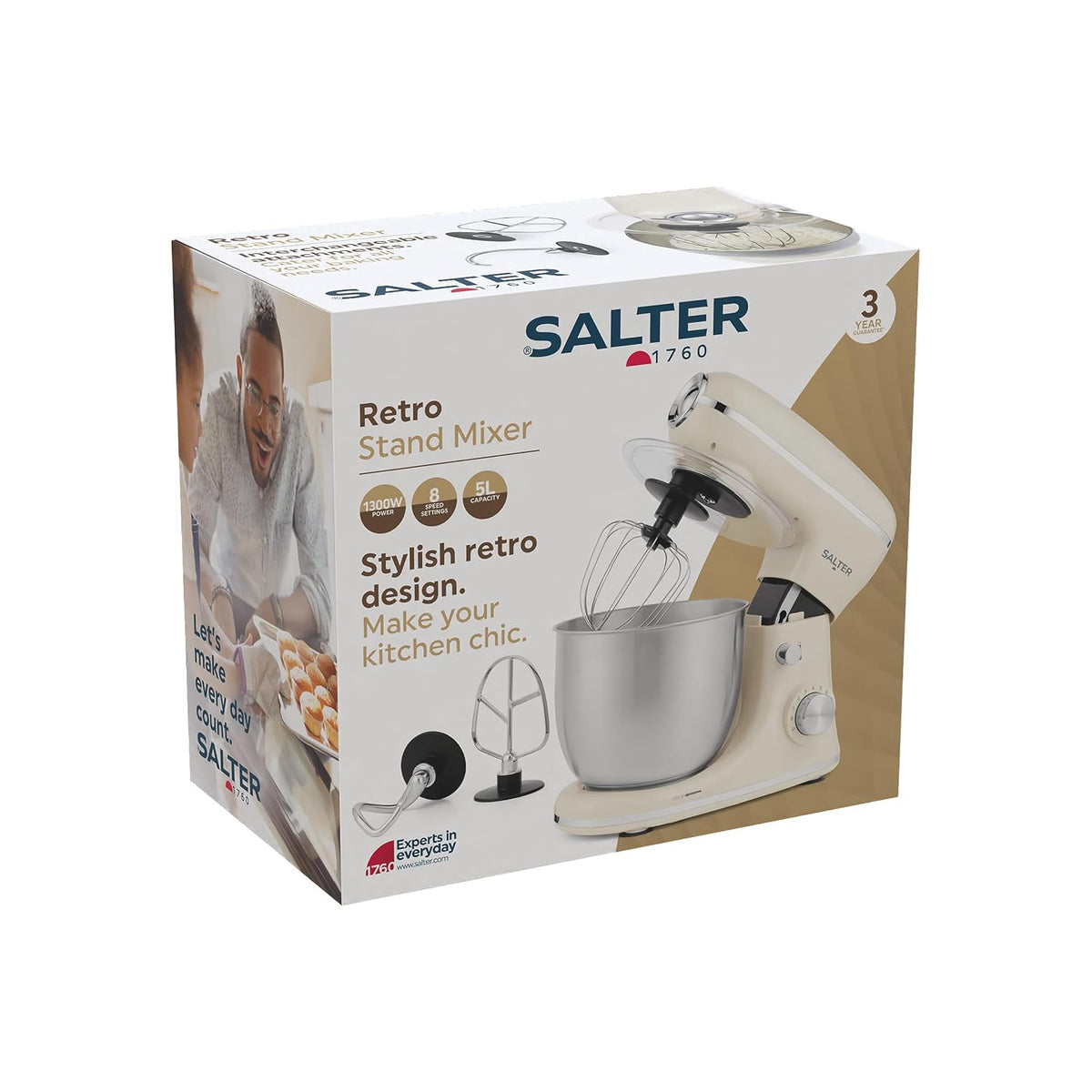 Stand Mixer 5.3 Qt 1300W 8 Speed Cream