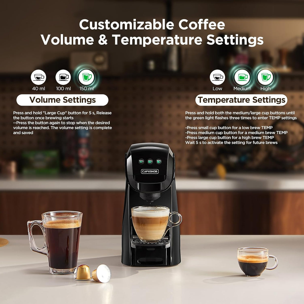 Pod Coffee Machine 5 In 1 20 Bar 0.8 Qt Black