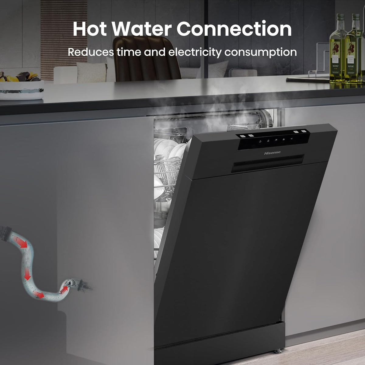 Freestanding Dishwasher 10 Place Settings 23.6in Black