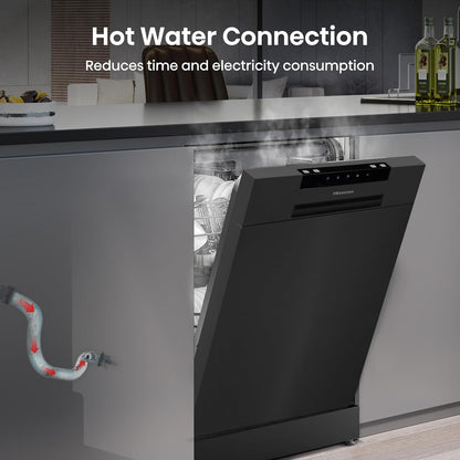 Freestanding Dishwasher 10 Place Settings 23.6in Black