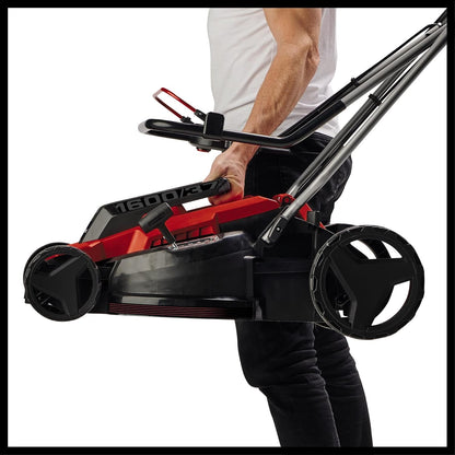 Corded Electric Lawn Mower 14.6in 1600W 10 Gal Grass Box 5 Heights Red Black