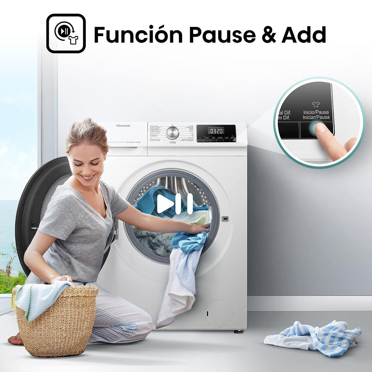 Freestanding Washer Dryer 17.6lb Wash 11lb Dry 1400Rpm Pure Steam White