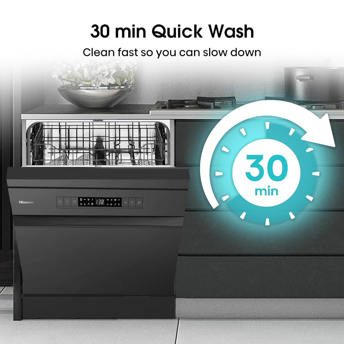 Freestanding Dishwasher 13 Place Settings 23.6in Black