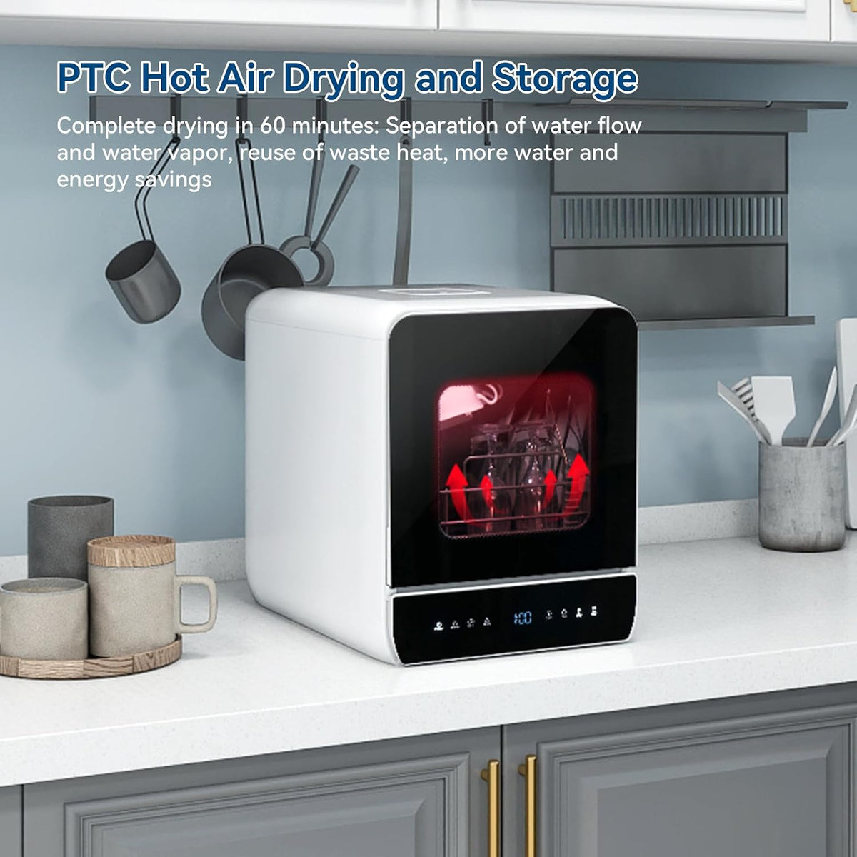 Portable Countertop Dishwasher 7 Programs 5.1 Qt Tank 3 Place Settings Black
