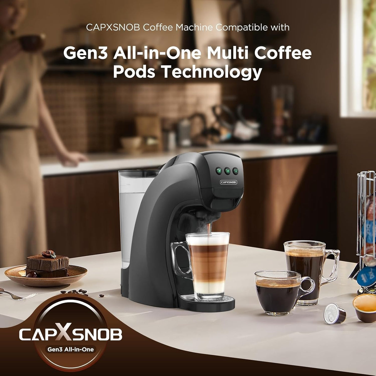 Pod Coffee Machine 5 In 1 20 Bar 0.8 Qt Black