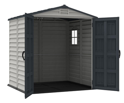 Plastic Garden Storage Shed 6 X 6 Ft Dark Gray Adobe Metal Roof