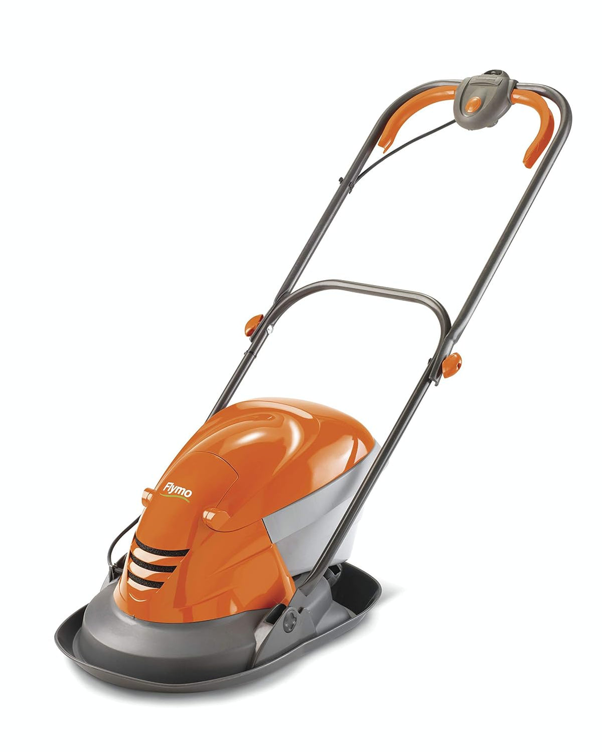 Hover Lawn Mower 9.8in 1400W 4 Gal Grass Box 4 Cutting Heights Orange Gray
