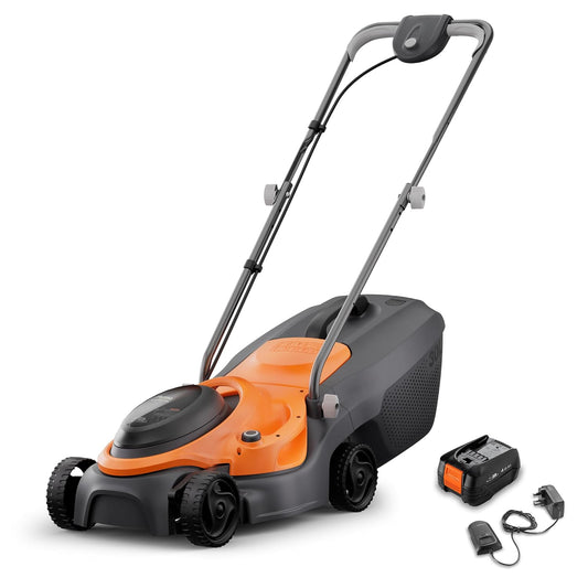 Cordless Lawn Mower 12.6in Cutting Width 4 Height Settings 1.2-2.4 in 18V 4.0Ah Orange