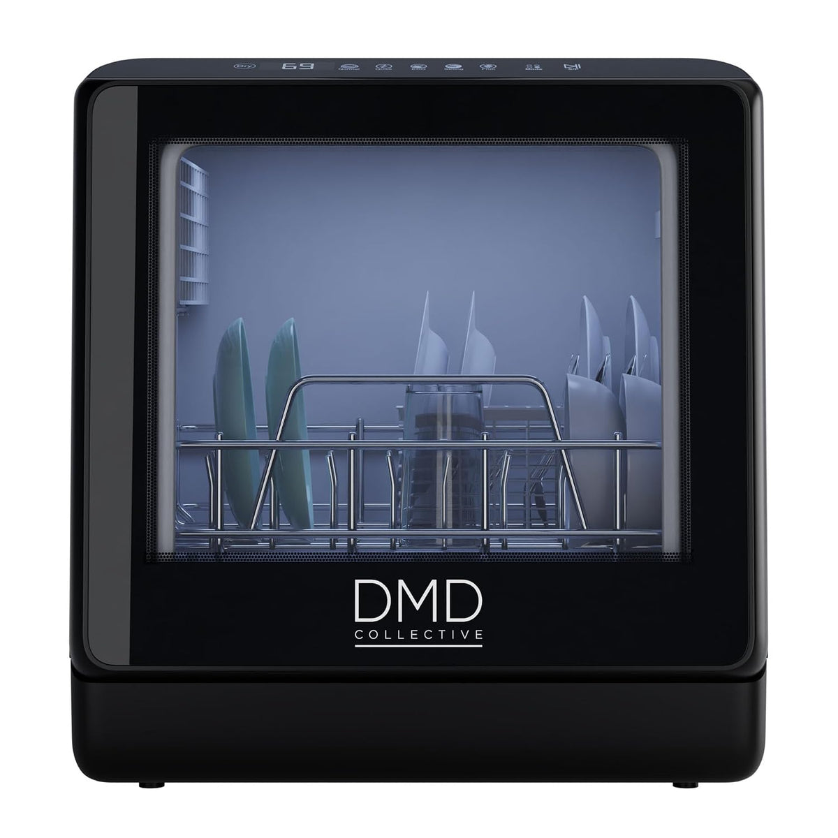 Mini Countertop Dishwasher 5.3 Qt Touch Control LED Display 6 Programs Black