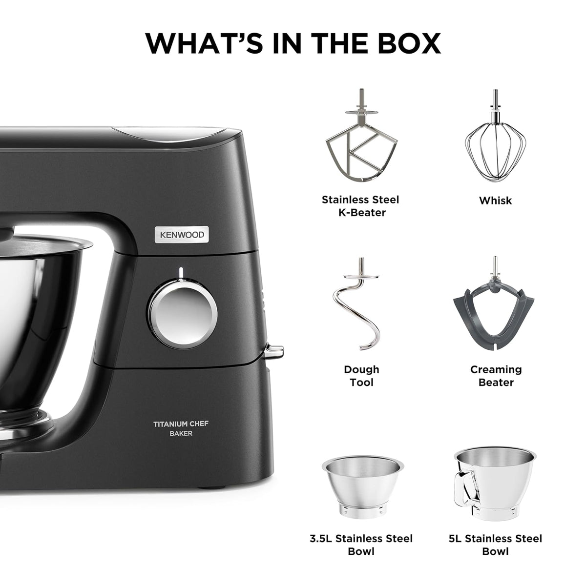 Stand Mixer 1200W Integrated Scale 5.3 Qt 3.7 Qt Bowls Black