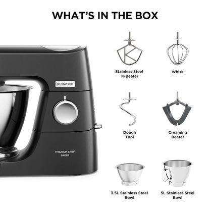 Stand Mixer 1200W Integrated Scale 5.3 Qt 3.7 Qt Bowls Black