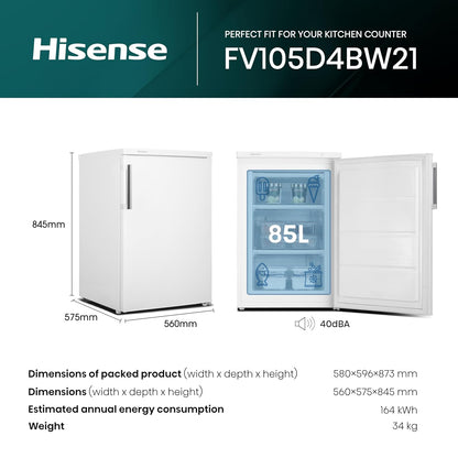 Freestanding Freezer 2.9 cu ft 22in White Undercounter