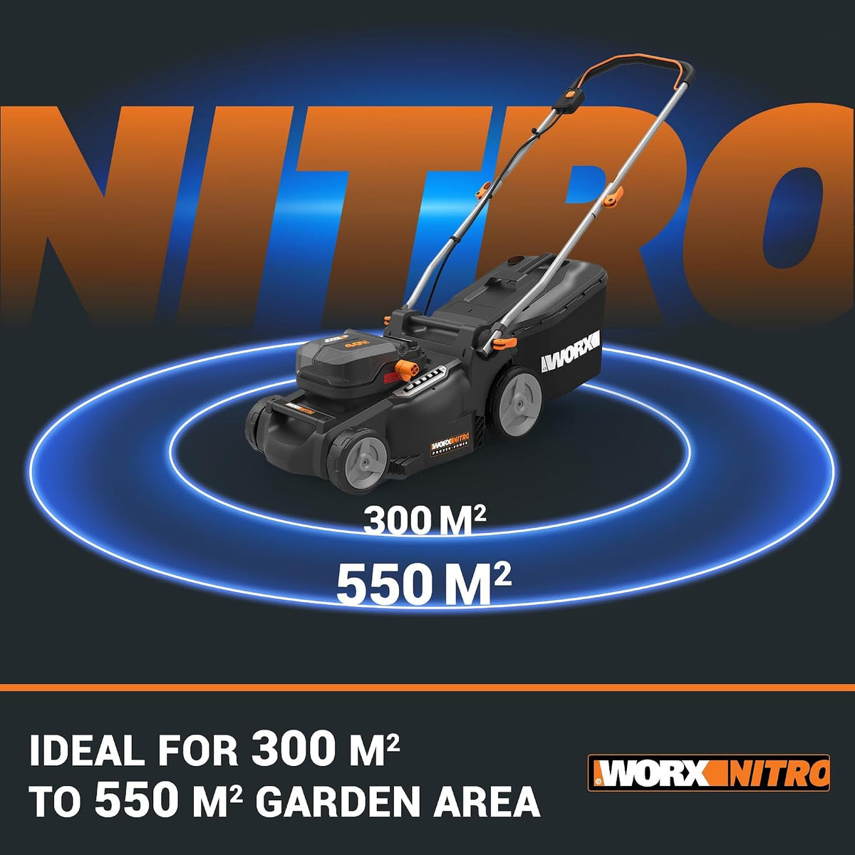 Cordless Lawn Mower 14.6in Cutting Width 6 Height Settings 0.8-2.8 in 40V 4.0Ah Black