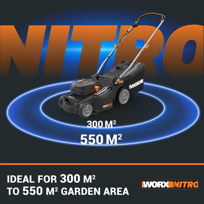 Cordless Lawn Mower 14.6in Cutting Width 6 Height Settings 0.8-2.8 in 40V 4.0Ah Black