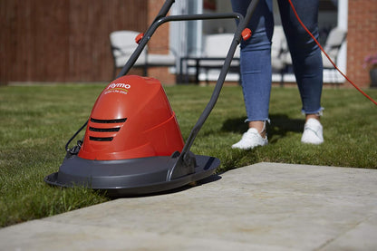 Electric Hover Lawn Mower 1400W 9.8in 3 Heights 32.8ft Cable Orange Gray