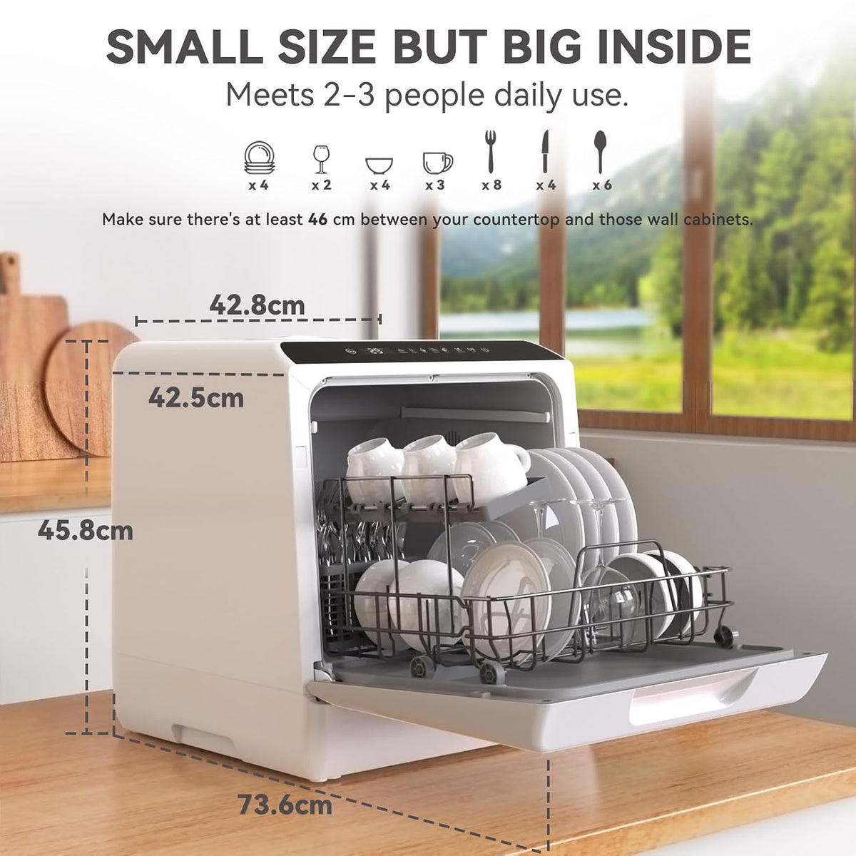 Table Top Dishwasher 5 Place Settings 5.3 Qt Tank 6 Programs White