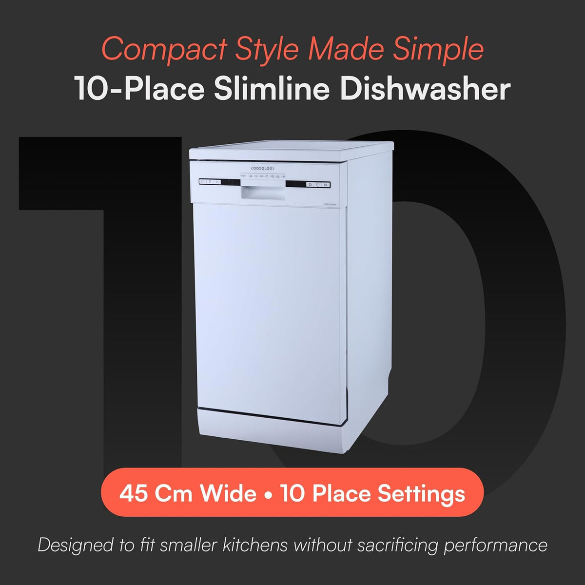 Freestanding Dishwasher 10 Place Settings 17.7in White