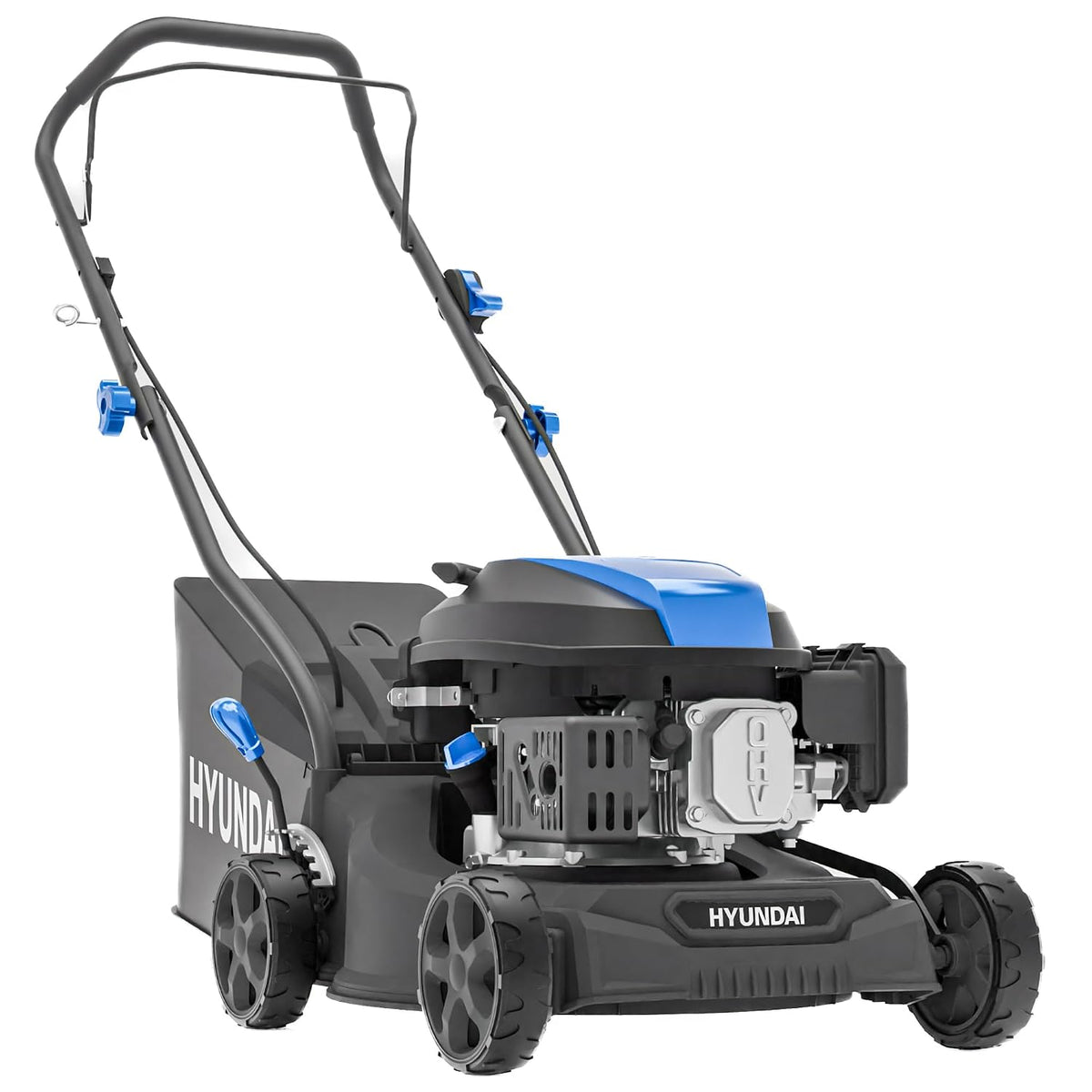 Petrol Lawn Mower 15.7in 139cc 7 Cutting Heights 1-3 in 10.6 Gal Grass Bag Black