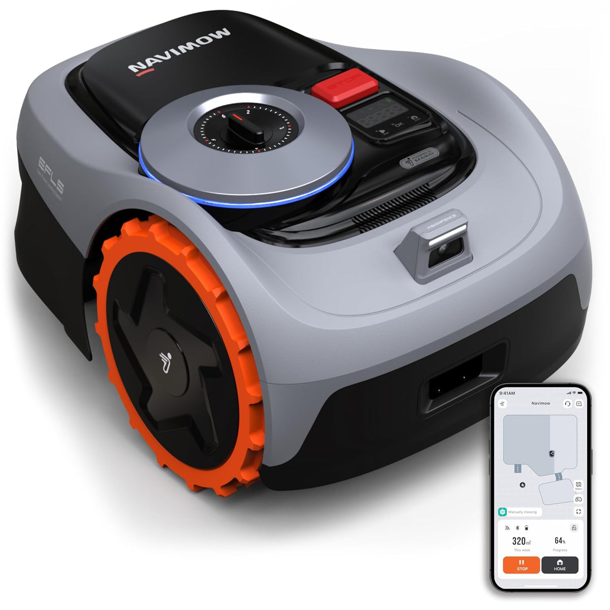 Robotic Lawn Mower 500m² EFLS 2.0 RTK Vision AI Mapping Gray