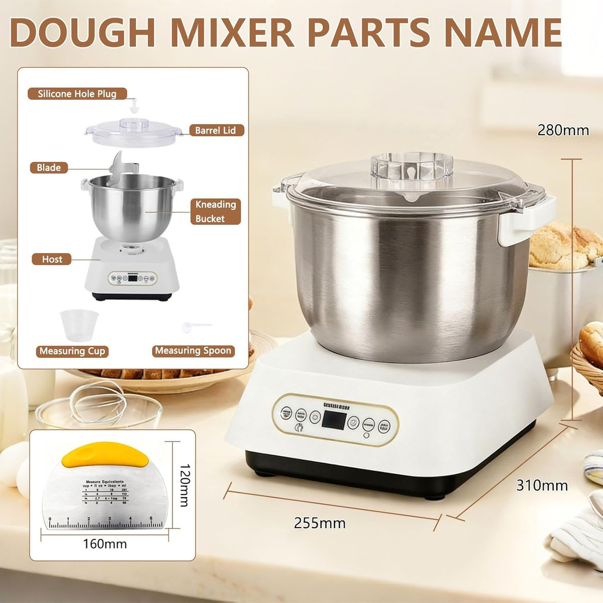 Stand Mixer 7.4 Qt 1500W Touch Control White