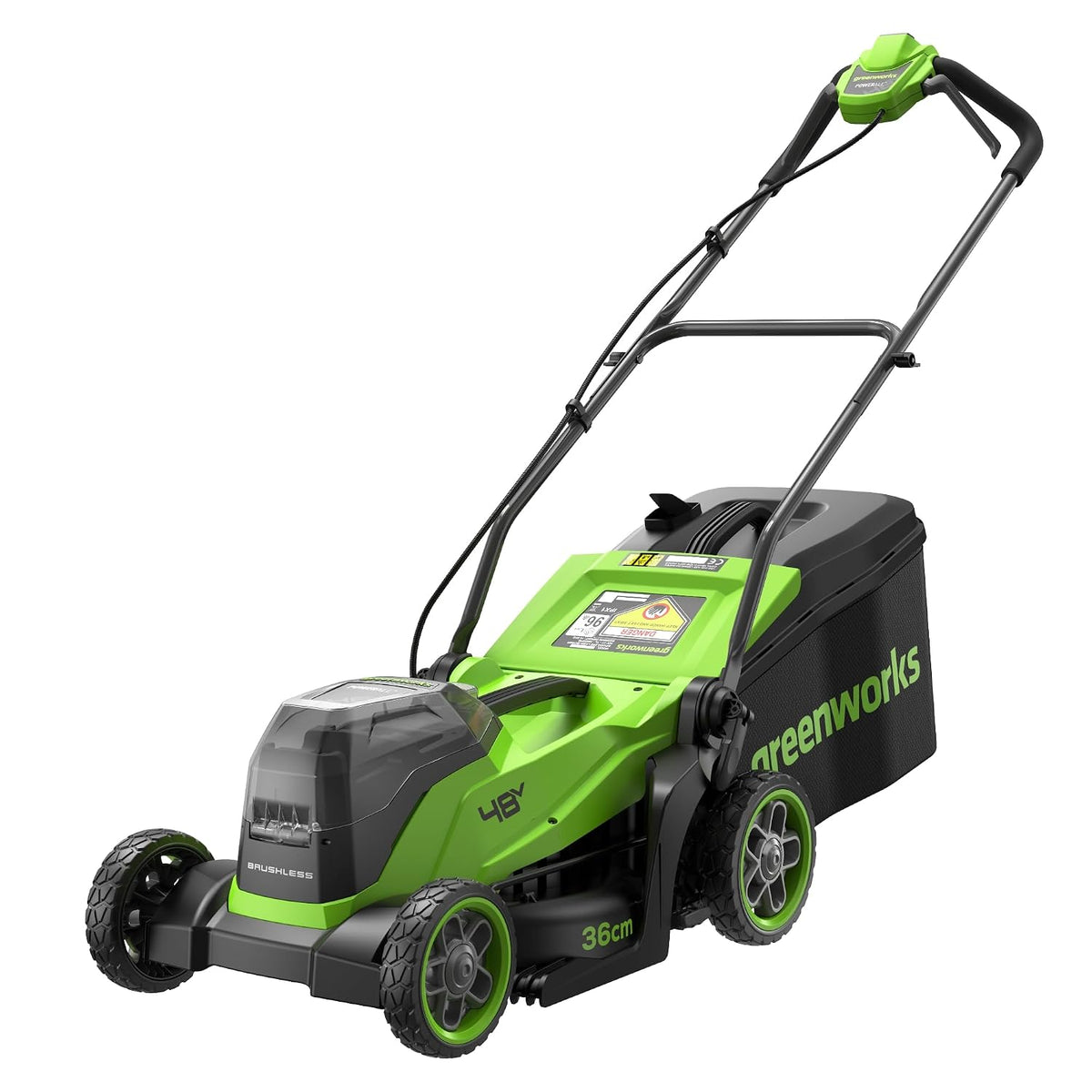 Cordless Lawn Mower 13in 24V Brushless Motor 7.9 Gal Bag 4Ah Battery