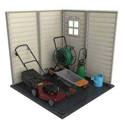 Plastic Garden Storage Shed 6 X 6 Ft Dark Gray Adobe Metal Roof
