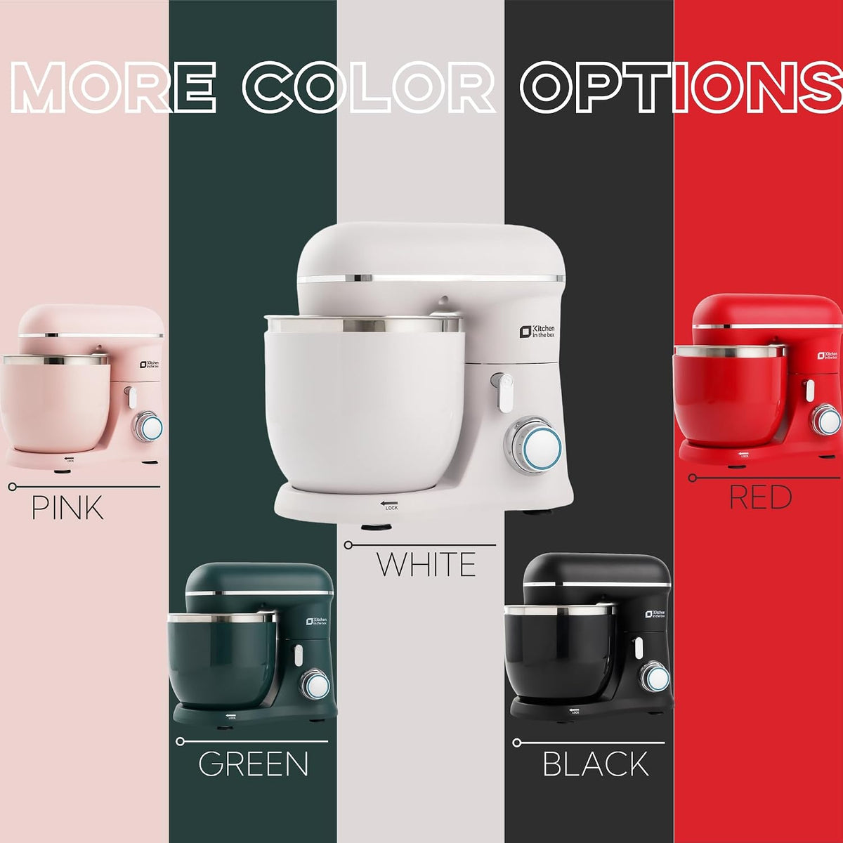 Mini Stand Mixer 3.7 Qt 10 Speed 800W Dough Hook Whisk Beater Gray White