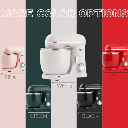 Mini Stand Mixer 3.7 Qt 10 Speed 800W Dough Hook Whisk Beater Gray White