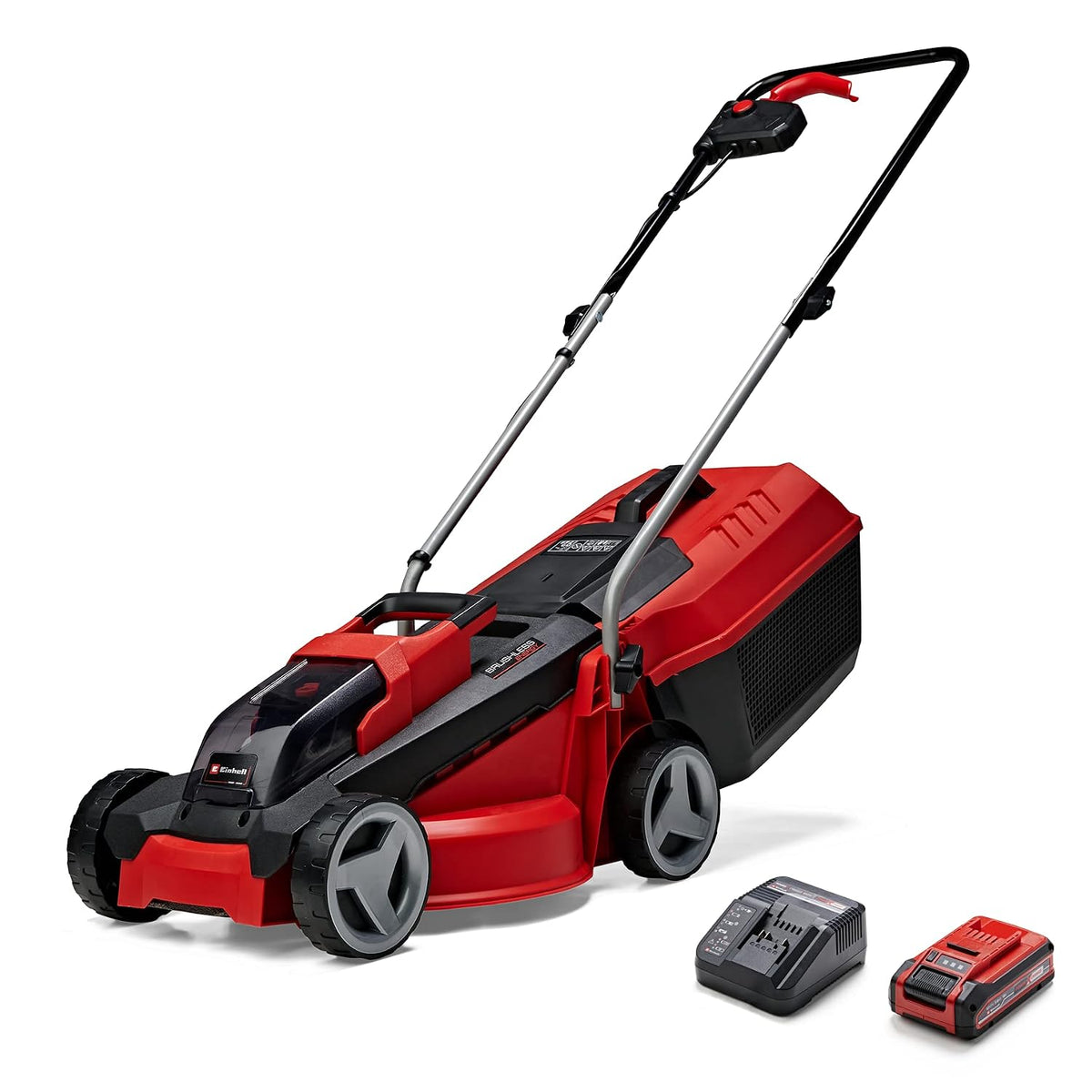 Cordless Lawn Mower 11.8in 18V Brushless Motor Red Black