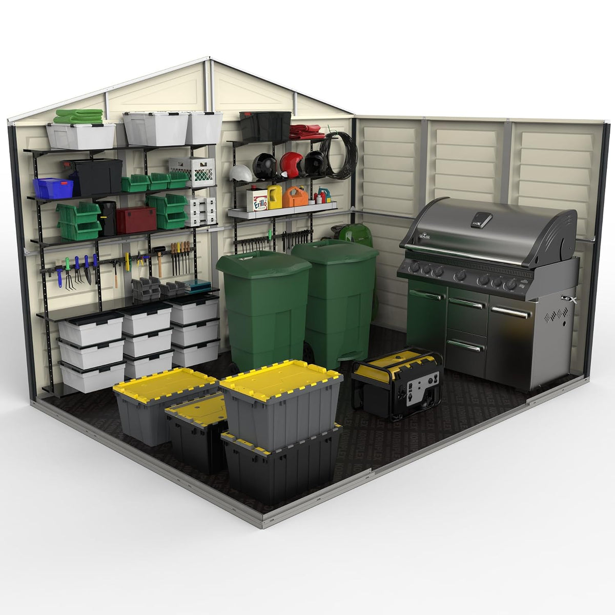 Plastic Garden Storage Shed 10.5 X 8 Ft Double Doors Lockable Dark Gray