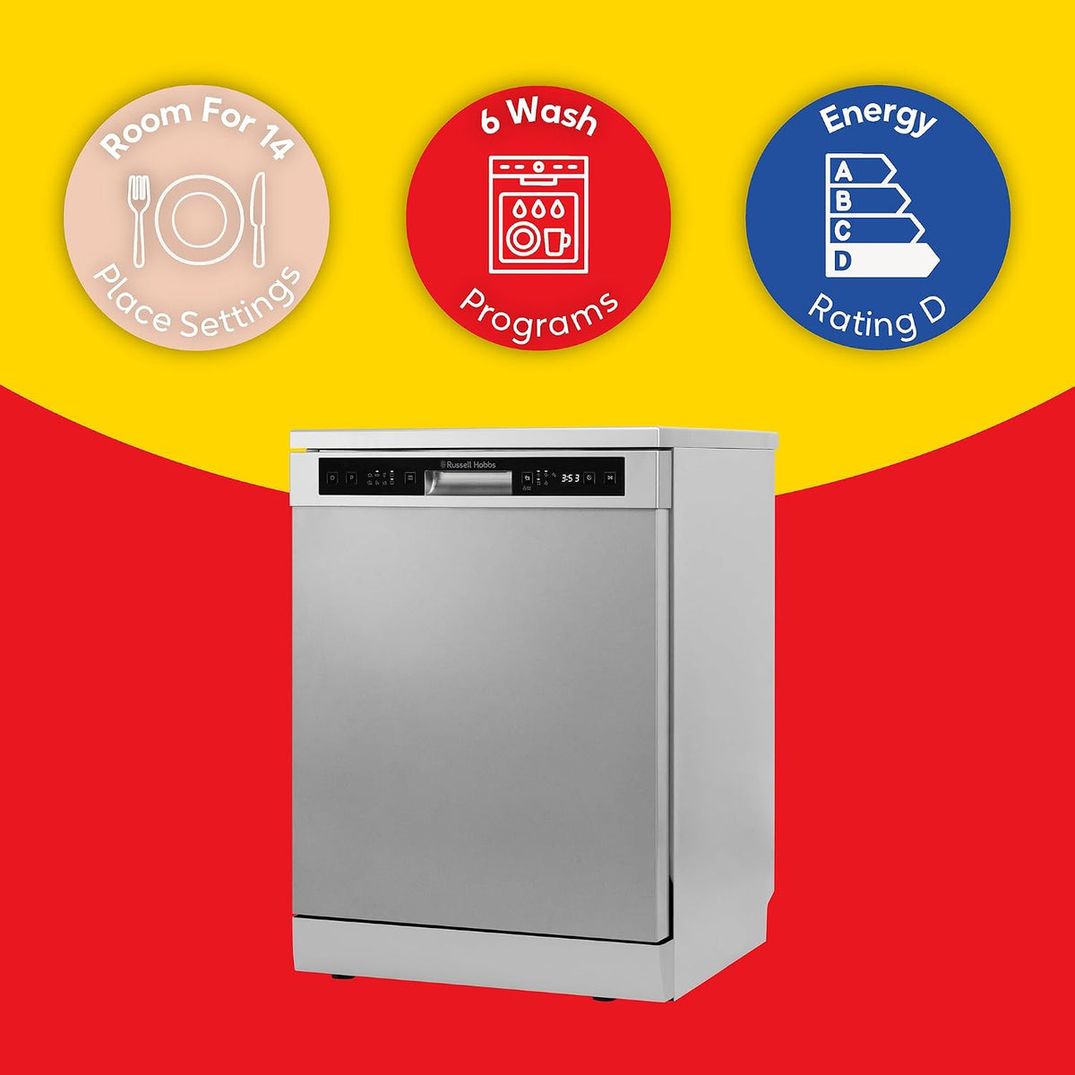 Freestanding Dishwasher 14 Place Settings 23.6in Stainless Steel