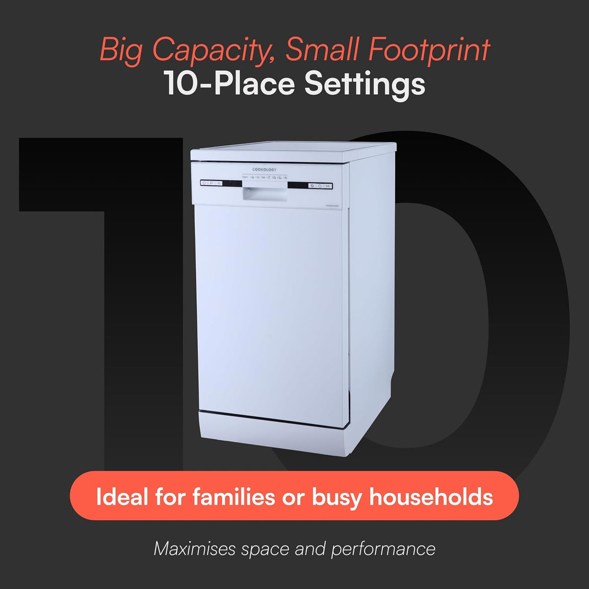 Freestanding Dishwasher 10 Place Settings 17.7in White