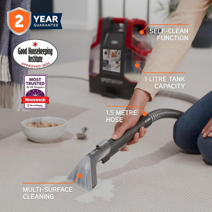 Spot Cleaner 1.7 Qt 14.8ft Cord Multi-Surface Handheld Red Gray