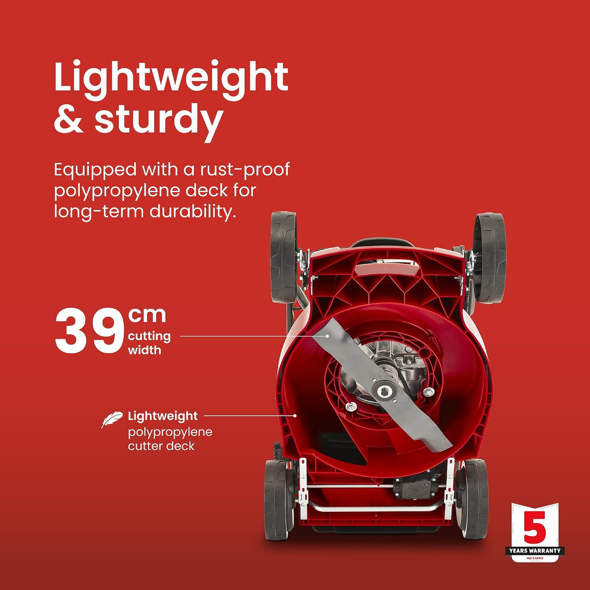 Self-Propelled Petrol Lawnmower 15.4in 123cc 10.6 Gal Grass Collector Red